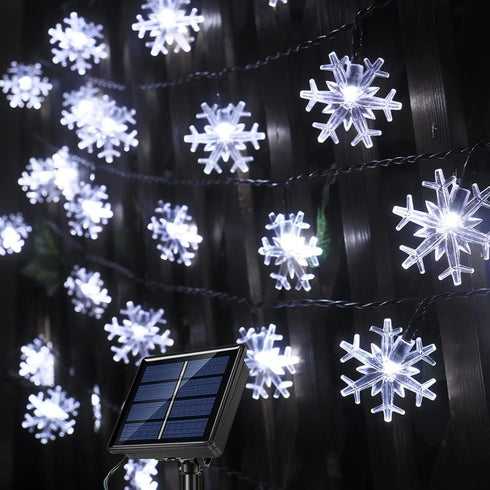 Christmas Decorations Solar Snowflake String Lights Outdoor, Bright and Long Lasting 50LED Solar Christmas Lights Outdoor Waterproof, 31ft White C...