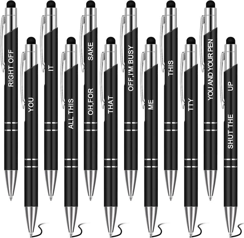 12 Pcs Funny Pens Complaining Inspirational Pen Passive Positive Office Pens Black Ink Novelty Pen Screen Touch Stylus for Colleague Work Gifts Su...