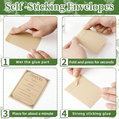 Teling 100 Pcs Let Love Grow Packets Unfilled Kraft Wedding Favors Packets Self Adhesive Rustic Envelopes Small Flower Storage Packets Retro Party...