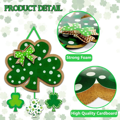 Friday Night St. Patrick's Day Door Sign Irish Hanging Welcome Board 3-D Cardboard Green Shamrock Hanger Home Wall Decor...