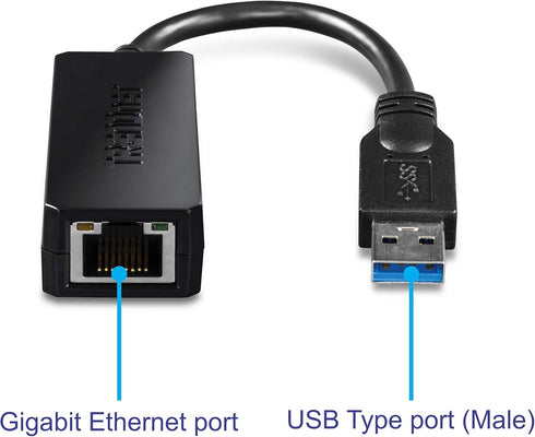 TRENDnet USB 3.0 to Gigabit Ethernet Adapter, Full Duplex 2Gbps Ethernet Speeds, Up to 1Gbps, USB to Gigabit Ethernet Adapter, USB-A, Windows Comp...