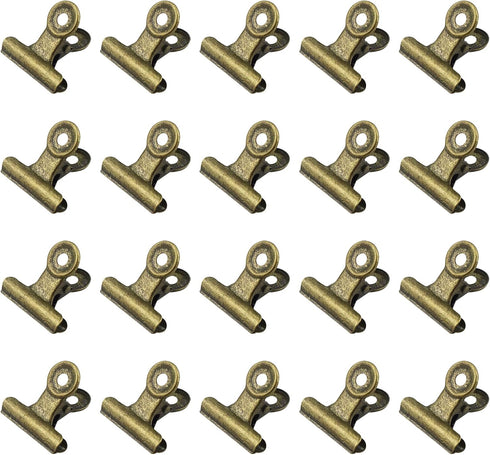 20 Pieces Metal Bulldog Binder Clips, 1.2 Inch Hinge Paper Clips Clamps for Food Bags, Pictures Photos, Art Crafts, Home Office Supplies (Bronze)...