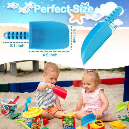 Beach Shovel Toys for Kids: Heavy Duty Plastic Sand Shovels Tools for Toddlers - 4 Pack Outdoor Digging Sandbox Toys Sets...
