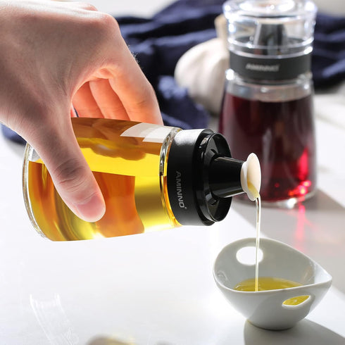 5.5oz Oil and Vinegar Cruets 2 Pack, Glass Oil Dispenser Bottles for Cooking, Leakproof and Drip Free Spouts...