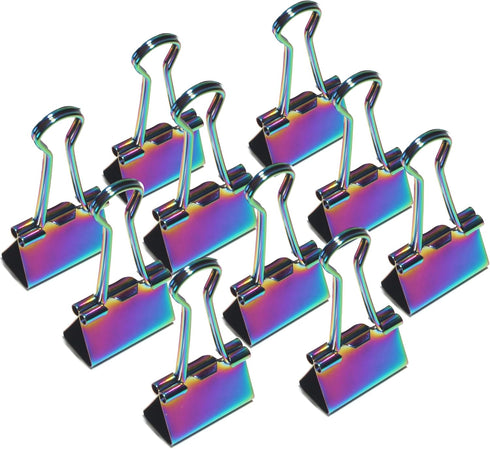10 Pcs Rainbow Paper Clamps,Medium Binder Clips, 1 Inch Length for Office Use, Organize Files and Folders...