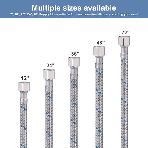 Faucet Supply Lines 3/8" to 3/8" Female Compression Thread 1 Pair, ARCORA 16“ Faucet Hose Connects Kitchen Bathroom Sink to Water Supply...