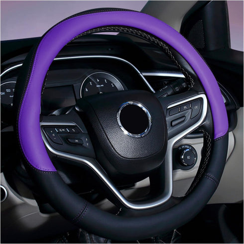 Steering Wheel Cover, Soft Leather Premium Durable Elastic Auto Wheel Cover Protector, Stretch Breathable Anti-Slip Lining, Universal 14.5-15 inch...