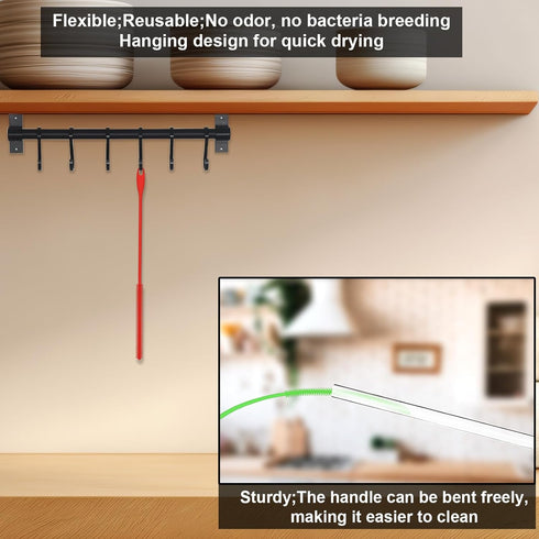 4pcs Straw Cleaner Brush Extra Long, 9.45in Silicone Straw Brush Reusable Straw Cleaning Brush 6mm & 8mm Flexible Straw Crevice Pipe Cleaners for ...