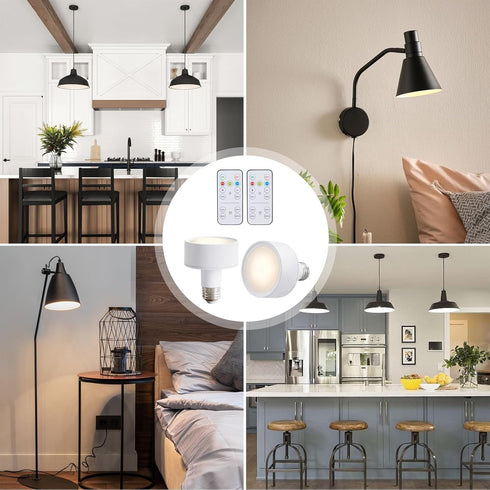 2 Pack Magnetic Battery Operated Light Bulbs with Remote Control, Cordless LED Puck Lights, Wireless Dimmable E26 Screw in AA Battery Power Bulbs ...