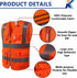 9 Pockets Safety Vest Class 2 High Visibility Reflective Vest for Women Men Security Wear Meets ANSI/ISEA Standards(KZC-Orange, 2XL)...
