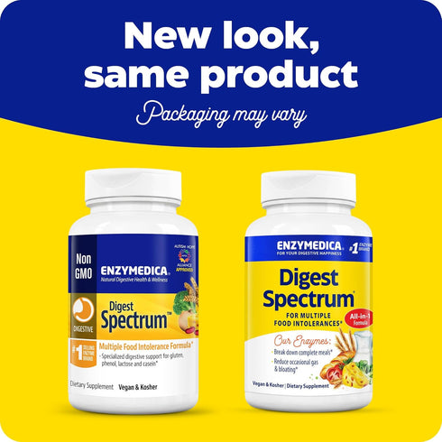 Enzymedica Digest Spectrum, Digestive Enzymes for Multiple Food Intolerances, Offers Fast-Acting Gas & Bloating Relief, 30 Count...