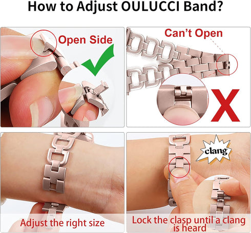 OULUCCI Bands Compatible Apple Watch Bands 41mm 40mm 38mm Women Iwatch Rose Gold Series 9 8 7 6 5 4 3 2 1, D-Shape apple watch bands for women...