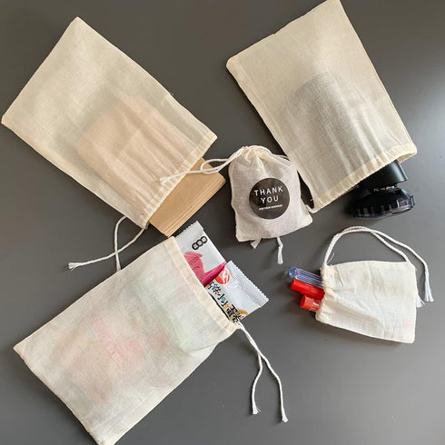 LOOKSGO 25 Pcs 3x4 Inch Muslin Bag Sachet Bag for Party Wedding Home Supplies Cotton Drawstring Bags for Jewelry...