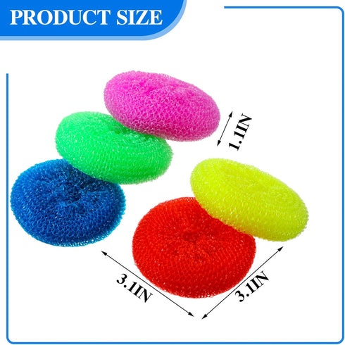 Uiifan 50 Pcs Plastic Dish Scrubbers for Dishes Nylon Dish Scrubber Plastic Pot Round Scrubber Scouring Pad Mesh Scouring Dish Pads Non Scratch Sc...