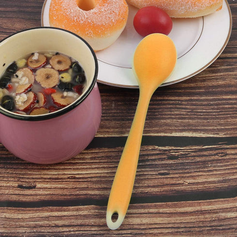 uxcell Silicone Dinner Spoon Table Spoon Dessert Spoon Utensils for Kitchen Restaurant Orange...