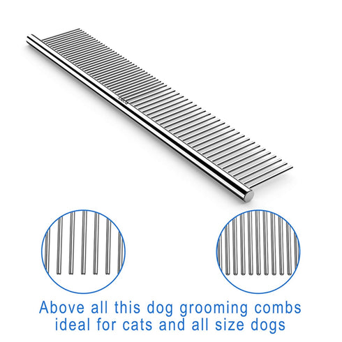 ROPO Dog Comb for Removing Matted Fur - Pet Dematting Comb with Rounded Teeth and Non-Slip Grip Handle - Prevents Knots and Mats for Long and Shor...