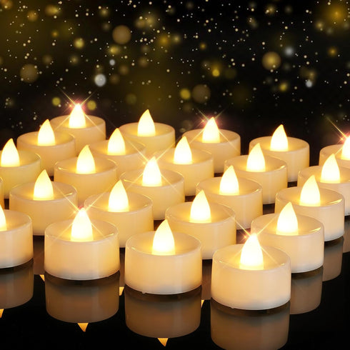 Homemory 12Pack Flameless LED Candles Tea Lights Battery Operated, 200+Hours Electric Fake Candles Tealights for Votive, Halloween, Pumkin, Ofrend...