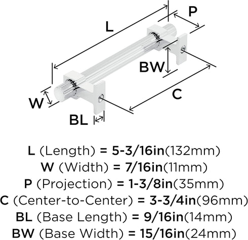 Amerock | Cabinet Pull | Polished Chrome | 3-3/4 inch (96 mm) Center to Center | Carrigan | 1 Pack | Drawer Pull | Drawer Handle | Cabinet Hardwar...