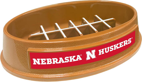 NCAA Super-Bowl - Nebraska Cornhuskers Slow Feeder Dog Bowl. Football Design Slow Feeding Cat Bowl for Healthy Digestion. Non-Slip Pet Bowl for La...