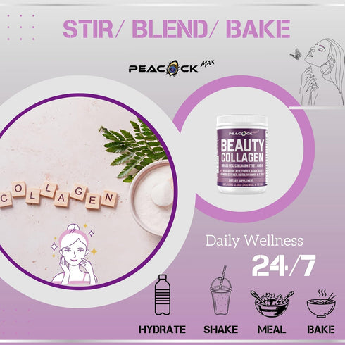 Beauty Collagen Peptides 12.28 oz Grape Seed Extract Biotin Pasture raised Bovine Bamboo extract Vitamin A C D3 E Copper...