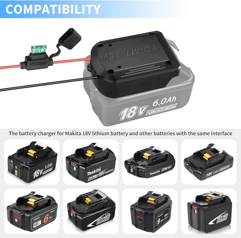 Power Wheel Adapter for Makita 18V Battery, Power Converter Adapter with Switch Fuse 30A 16 Gauge Wire for Rc Car Robotics Rc Truck, fit for Makit...
