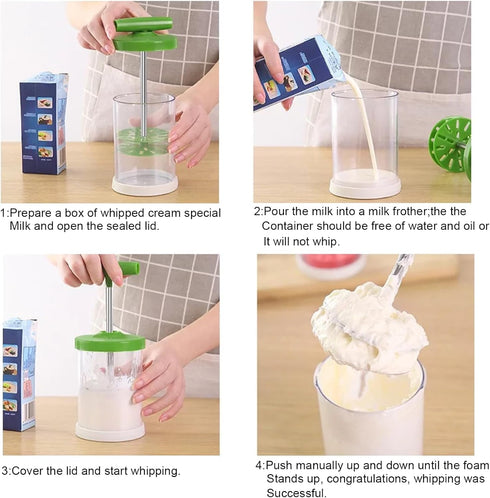 Hand Mixers, Whipping Cream Dispenser Manual Milk Frother Creamer DIY Hand Cream Mixer Cake Hand Pump Frother Whip Cream Maker for Kitchen Baking...