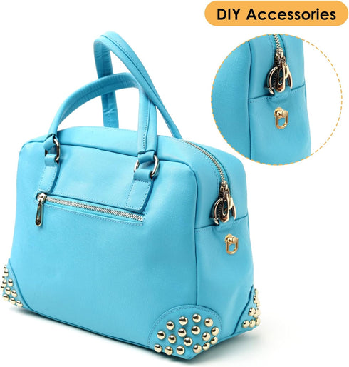 12 Pcs D Rings Rivets for Leather Purse 360 Degree Rotatable Stud Screw Metal Ring Head Buttons Ball Studs Rivets for Wallet Strap Shoes Accessori...