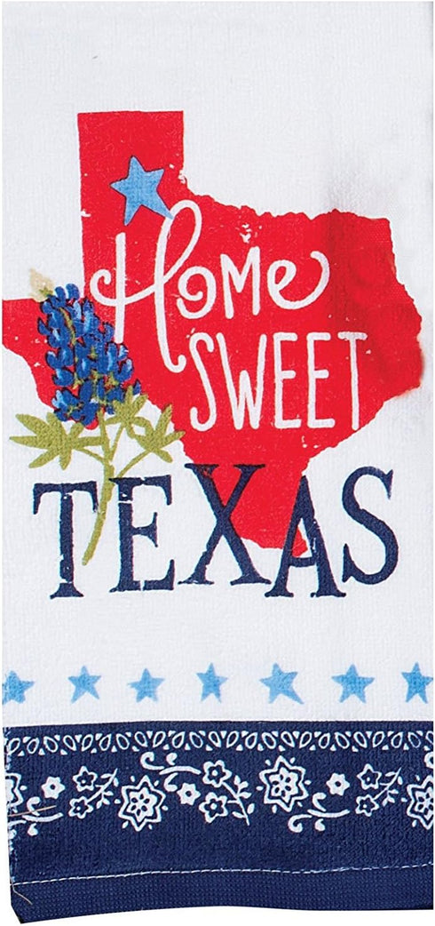 Kay Dee Designs Home Sweet Texas Bluebonnets Tea Towel and Cotton Terry Dishtowel (2 Item Bundle)...