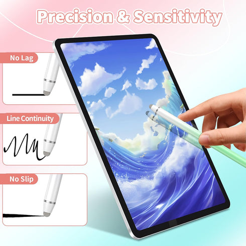 4 Pack Universal Stylus Pens for Touch Screens, High Sensitivity Fiber Tips, Compatible with Apple/iPhone/iPad/iOS/Android/Samsung Tablets (White ...
