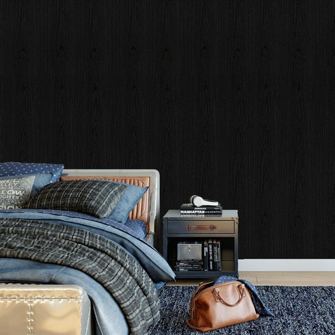 17.7"x118" Black Wallpaper Wood Peel and Stick Wood Contact Paper Black Wallpaper Wood Black Contact Paper Self Adhesive Wallpaper For Wall Counte...