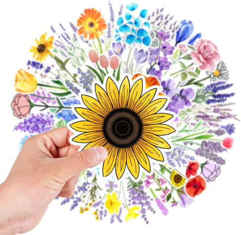 Flowers Stickers Set, Gift for Kids Teen, Cute Waterproof Vinyl Decals for Travel Luggage Suitcase Laptop Water Bottle Skateboard Bike Helmet Guit...