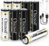 4Pack Rechargable AA Lithium Batteries, 3300mWh Double A Battery 1.5V Constant Output Lithium ion Double A Battery Long Lasting USB Fast Charging...