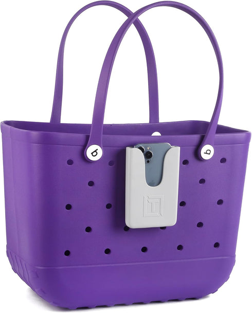Phone Holder Compatible with Bogg Bag - Universal and Made of Silicone - Rubber Beach Bag Accessories and Attachment - Tote Bag Insert Grey......