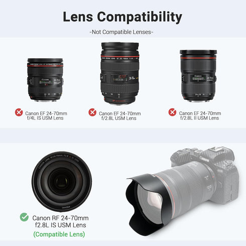 Lens Hood for Canon RF 24-70mm f2.8L IS USM Lens & Canon RF 24-105mm f2.8 L IS USM Z Lens Replaces Canon EW-88E with Reversible Design, Compatible...
