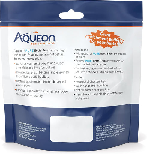 Aqueon Pure Betta Beads, Black & White...