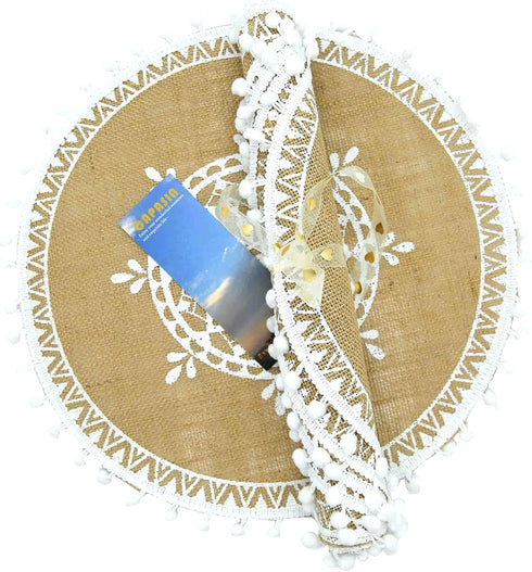 Round Placemats Set of 4, Dining Winter Modern Dinner Braided Beige Boho Round Table and Fall Circle Placemats Boho Runner Kitchen Table Plate Mat...