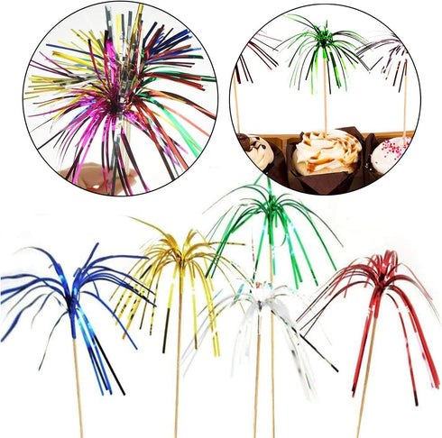 Allazone Cocktail Picks Firework Party Picks, 120 PCS Firework Cake Toppers, Sandwich & Cocktail Picks, Toothpicks for Cake Decoration, Party Supp...