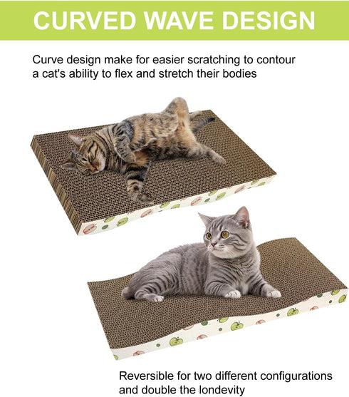 Cat Scratching Board, Corrugate Cat Scratcher for Indoor Cats with Catnip, Cat Scratch Pad with Premium Scratch Textures Design, Cardboard Cat Scr...