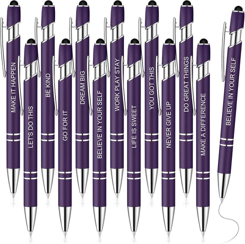 Zonon 12 Pieces Inspirational Motivational Pens Fine Point Smooth Writing Pens Fun Quotes Ballpoint Pens School Office Gifts for Corworkers Studen...