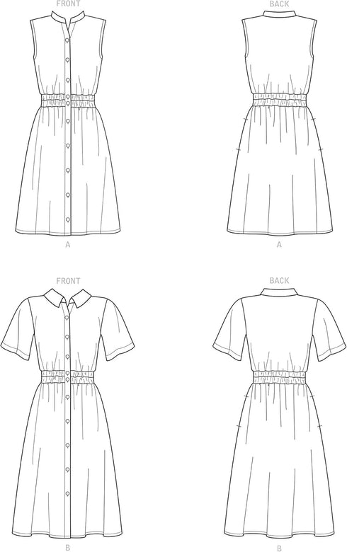 New Look Sewing Pattern N6651 Misses' Button Front Dress with Elastic Waist, A (10-12-14-16-18-20-22), Various...