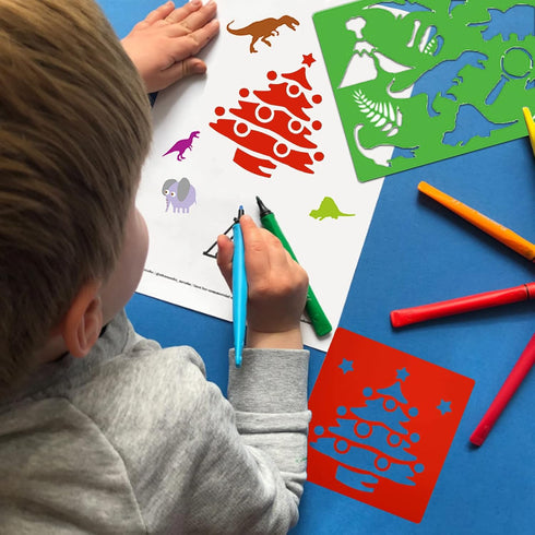 Stencils for Kids, 26pcs Plastic Drawing Stencils Set with 400+ Images, Variety of Shapes and Subjects...