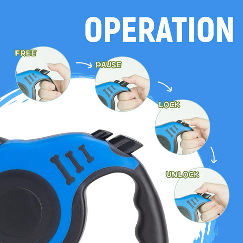 Retractable Dog Leash Automatic Telescopic Tractor Dog Tape, Pet Tape 10/16 FT Durable and Convenient, with Non-Slip Handle, Suitable for Small an...