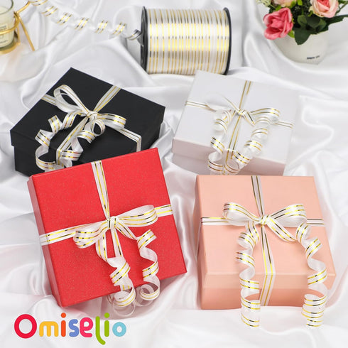 White and Gold Ribbon, White Ribbon, Curling Ribbon, Gold Ribbon, Curling Ribbon for Gift Wrapping, Balloon Ribbon, Balloon String, Curly Ribbon f...