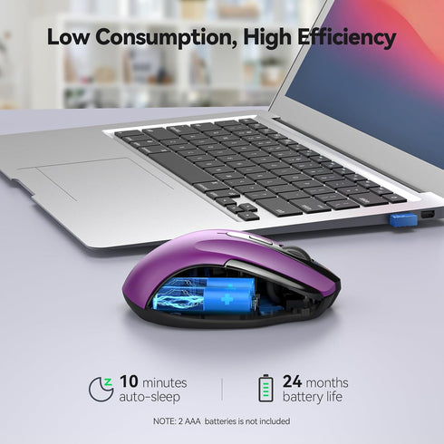 TECKNET Wireless Mouse, 2.4G Ergonomic Optical Mouse, Computer Mouse for Laptop, PC, Computer, Chromebook, Notebook, 6 Buttons, 24 Months Battery ...