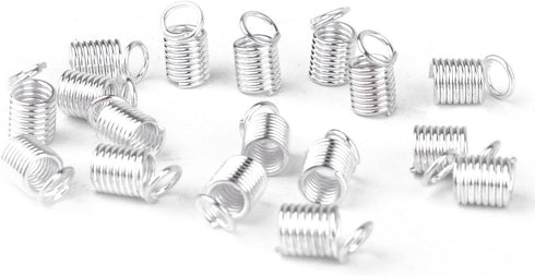 BronaGrand 150pcs Antiqued Brass Silver Crimp Fasteners Leather Cord Ends Caps Necklace Clasp Jewelry Parts 9x5mm...