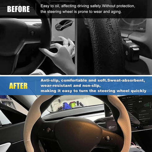 RYANSTAR RACING Steering Wheel Cover ABS Compatible with Tesla Model 3 Model Y 2016-2023 Steering Wheel Wrap Protector No Slip (White)...