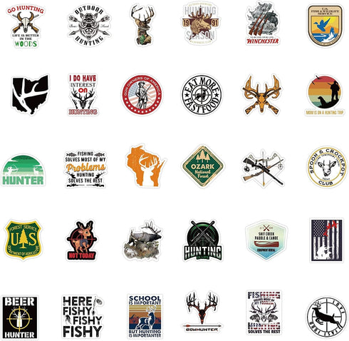 Go Hunting Stickers 104PCS Outdoor Adventure Wildness Waterproof Vinyl Decals Water Bottle Labels for Boys for Computer Cups Bike Motorcycle Helme...