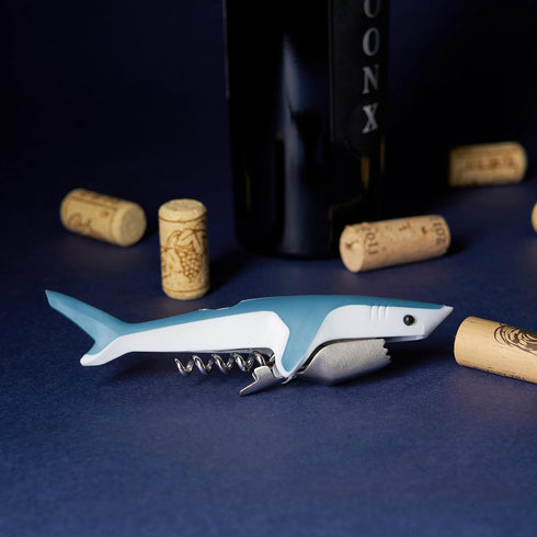 True Shark Corkscrew, Soft Touch Double-Hinged Waiter’s Style Corkscrew Wine Bottle Opener, Gift for Wine Lovers and Animal Lovers...