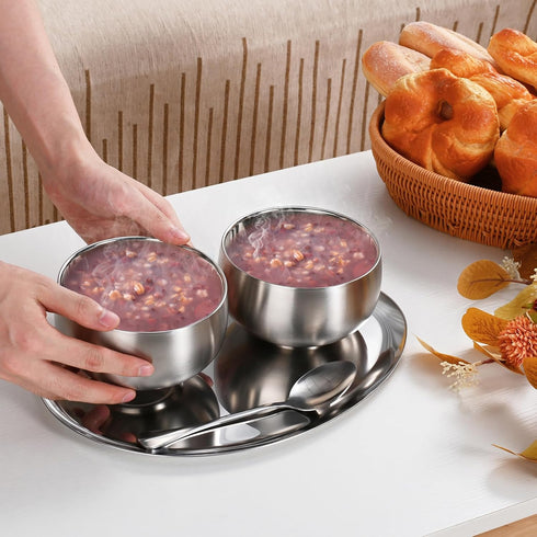 2pcs Double-wall Vacuum Insulated Stainless Steel316# Bowl, Anti-shatterproof Soup Bowl,Appetizer Snack Bowl,Ice Cream Bowl,Lightweight Salad Bowl...