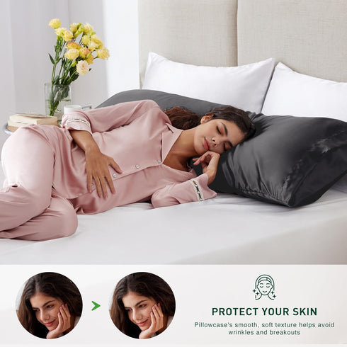 Love's cabin Satin Body Pillow Pillowcase, Similar to Silk Body Pillow Cover with Envelope Closure, Silky Cooling Long Pillowcases for Hair and Sk...